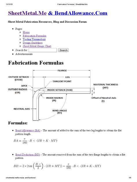 formulas sheet metal layout fabrication|sheet metal geometry.